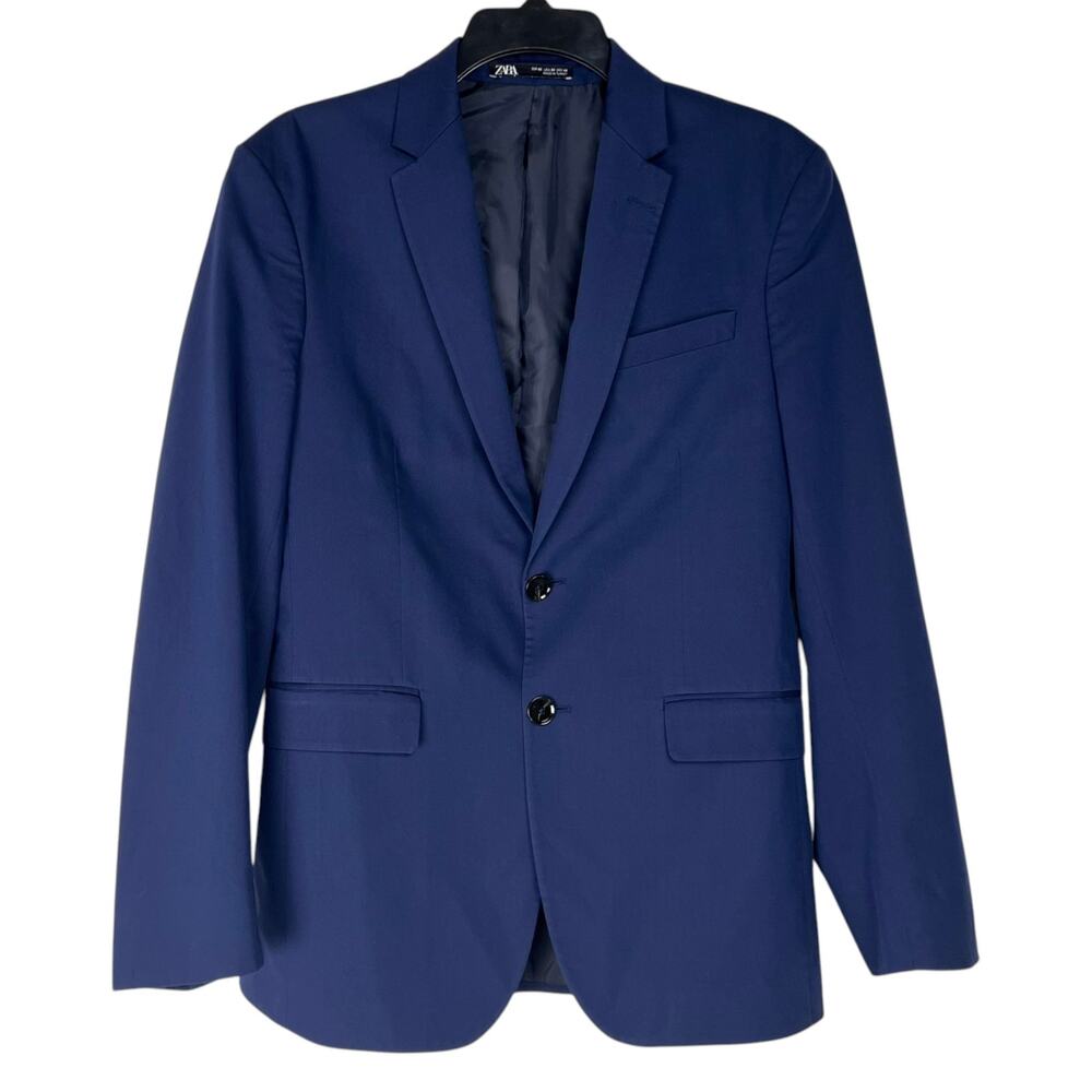 Zara Men's Size 34 Cool Comfort Blue Two-Button Structured Jacket Blazer Career